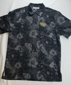 Wake Forest Demon Deacons Men's Black Silk Hawaiian Shirt - Go WFU!