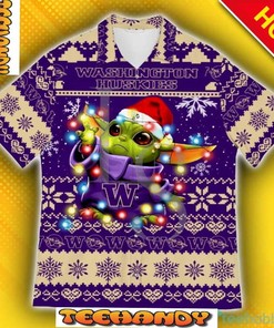 Washington Huskies Baby Yoda Star Wars Christmas Hawaii Shirt