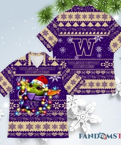 Washington Huskies Baby Yoda Ugly Christmas Hawaii Shirt