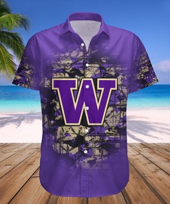 Washington Huskies Custom Text Number Purple Gold Hawaiian Shirt V5
