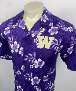 Washington Huskies Hawaiian Shirt with MEDIUM Rayon Chiliwear Floral Loop Collar for Men 