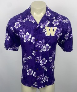 Washington Huskies Hawaiian Shirt with MEDIUM Rayon Chiliwear Floral Loop Collar for Men