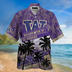 Washington Huskies NCAA Palm Tree Pattern Hawaii Shirt For Sports Fans