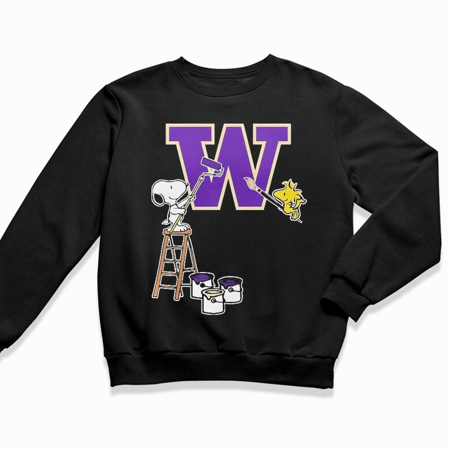 Washington Huskies Snoopy and Woodstock Painting Logo Shirt - Unique Fan Merch