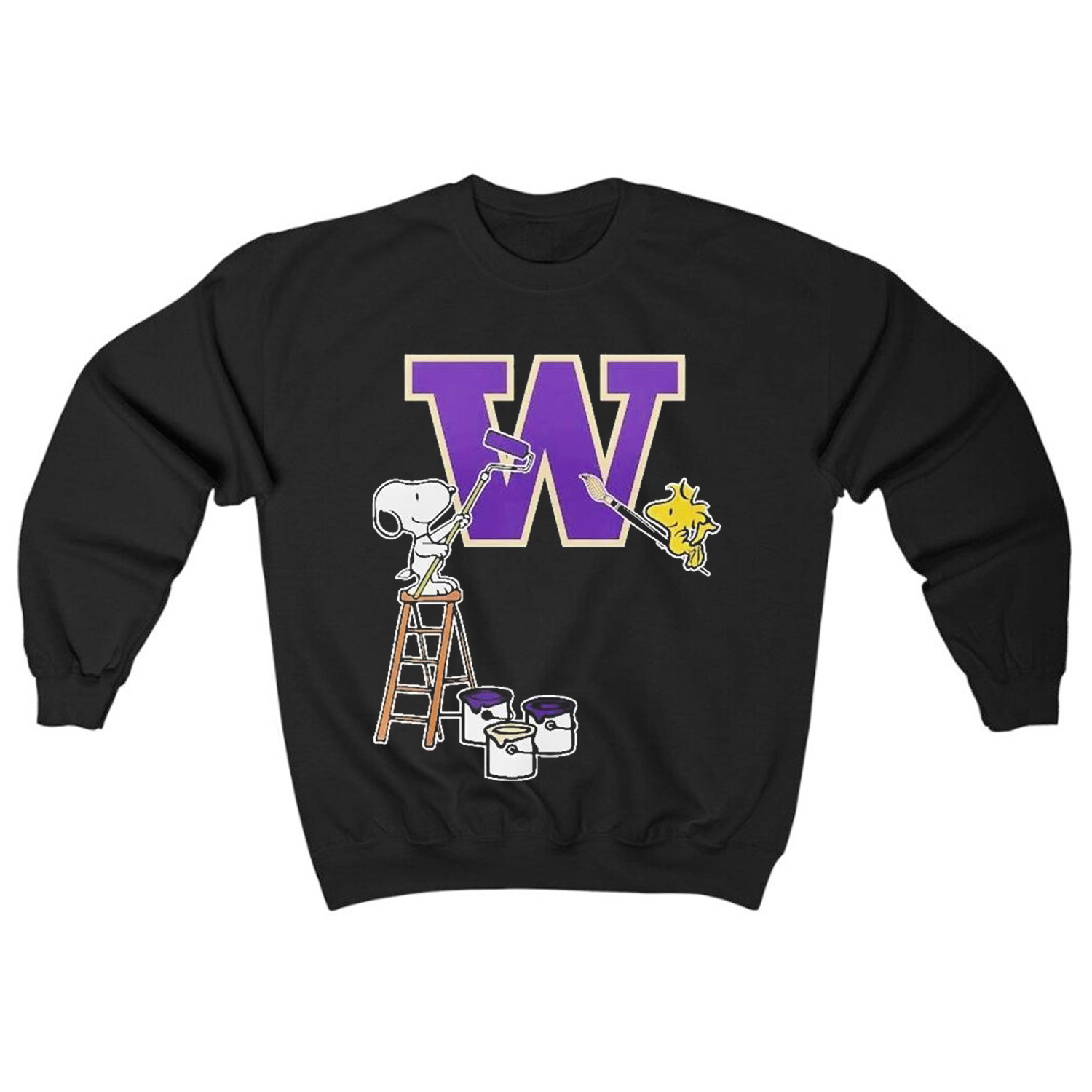 Washington Huskies Snoopy and Woodstock Painting Logo Shirt - Unique Fan Merch