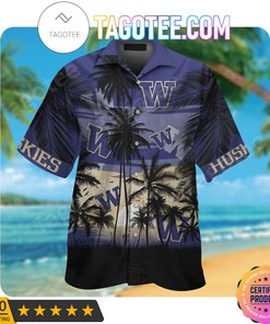 Washington Huskies Tropical Hawaii Shirt and Beach Short for Fans