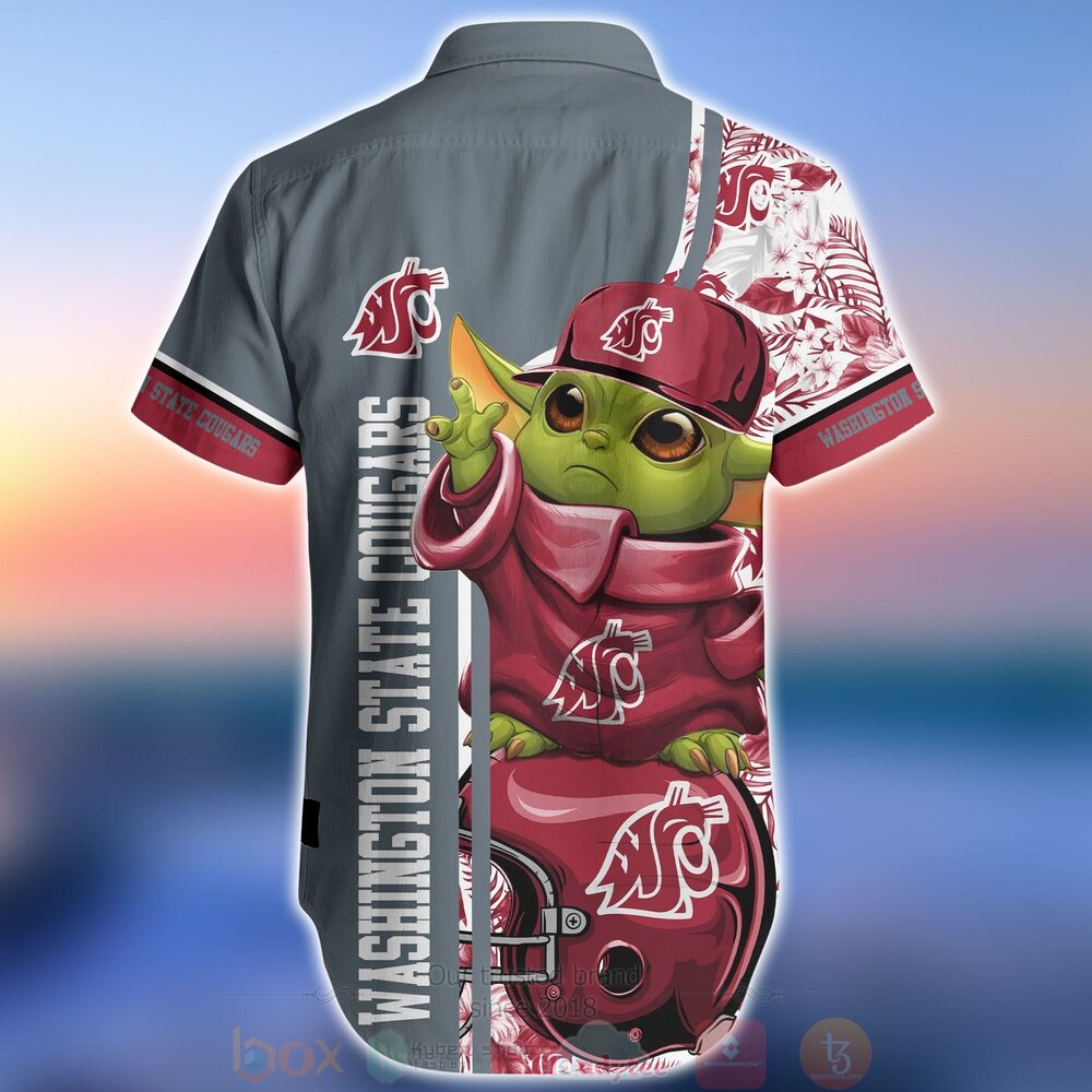 Washington State Cougars Baby Yoda Aloha Short Sleeve Shirt for NCAA fans
