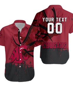 Washington State Cougars Custom Name and Number Hawaiian Shirt