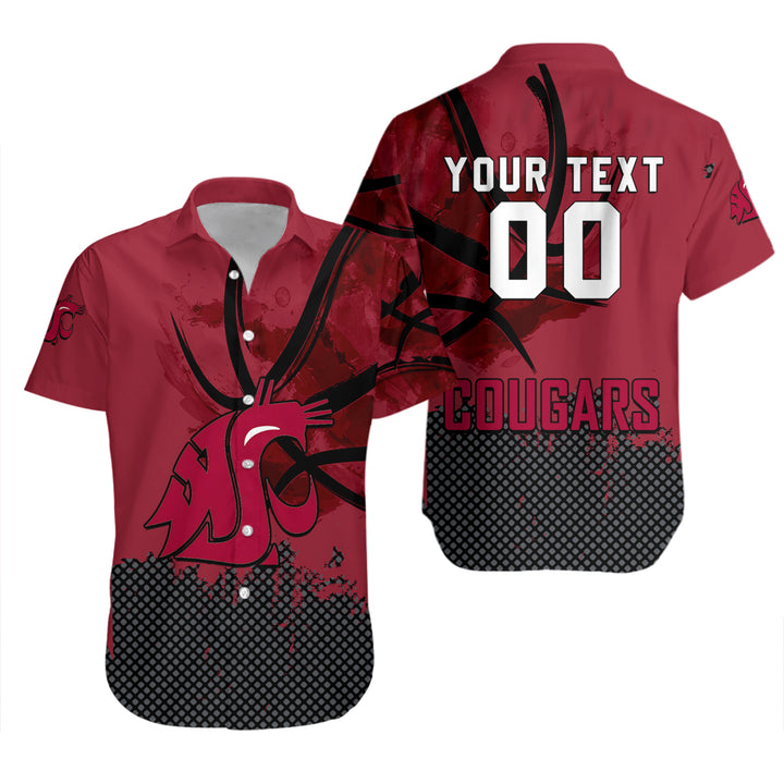 Washington State Cougars Custom Name and Number Hawaiian Shirt