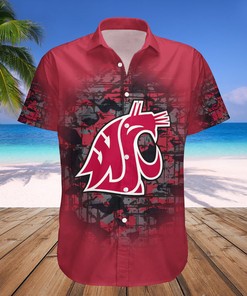 Washington State Cougars Custom Text Number Red Camo Vintage Hawaiian Shirt
