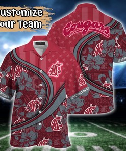 Washington State Cougars NCAA US Flag Flower Hawaii Shirt For Fans