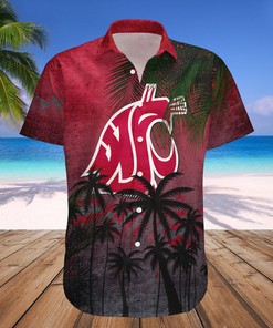Washington State Cougars Red Coconut Tree Tropical Grunge Hawaiian Shirt