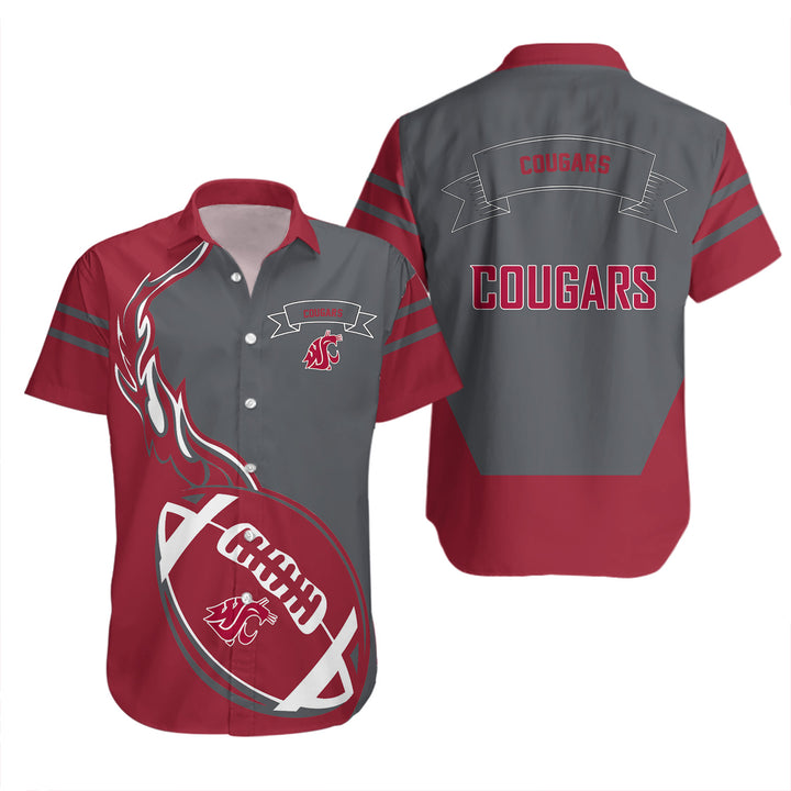 Washington State Cougars Red Flame Ball Hawaiian Shirt V2