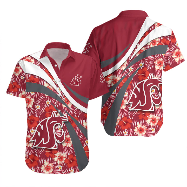 Washington State Cougars Red Hibiscus Style Hawaii Shirt