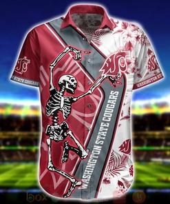 Washington State Cougars Skeleton Aloha Short Sleeve Shirt great for NCAA fans 