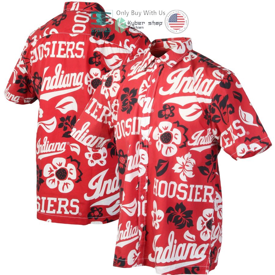 Wes & Willy Floral Crimson Hawaii Shirt - Perfect Addition To Your Indiana Hoosiers Collection