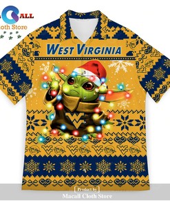 West Virginia Mountaineers Baby Yoda Star Wars Ugly Christmas Hawaii Shirt for Fans
