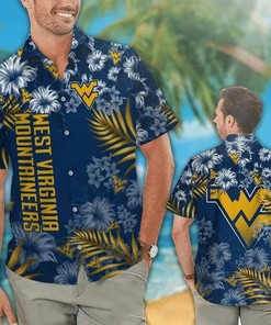 West Virginia Mountaineers Hawaiian Shirt with Flowers