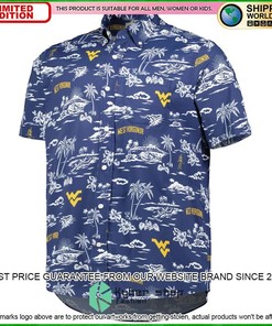 West Virginia Mountaineers Navy Hawaiian Shirt by Reyn Spooner