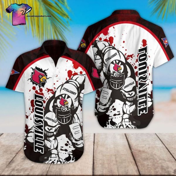 White and Red NCAA Louisville Cardinals Hawaiian Shirt for Men