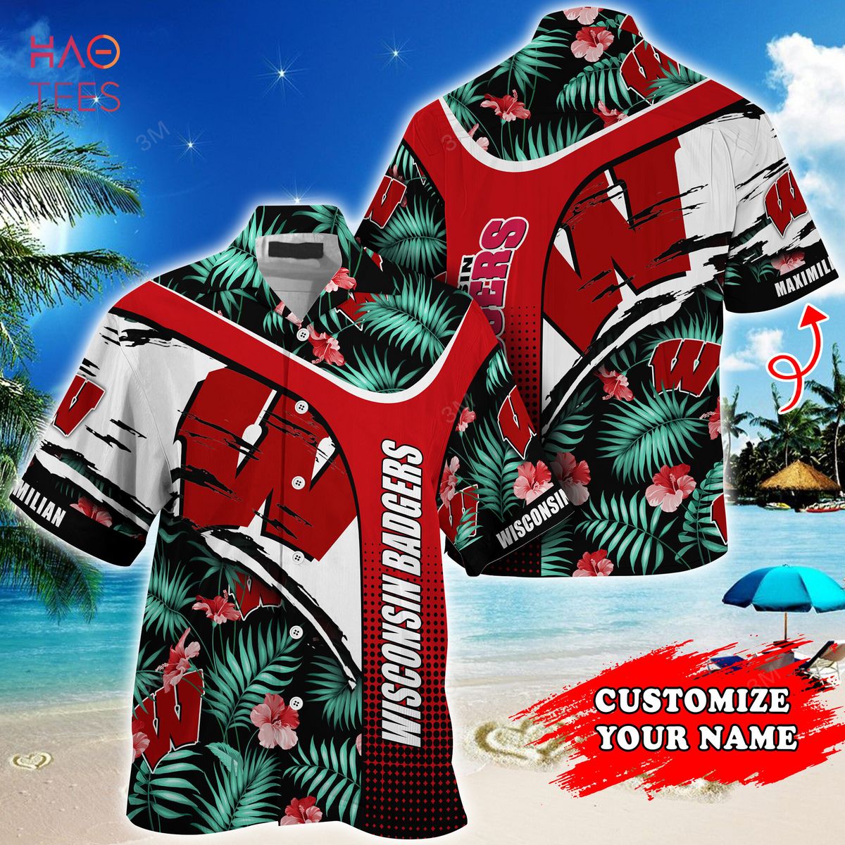 Wisconsin Badgers Customized Hawaiian Shirt, Perfect for Sports Fans