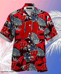 Wisconsin Badgers Floral Hawaii Shirt and Shorts for Fans