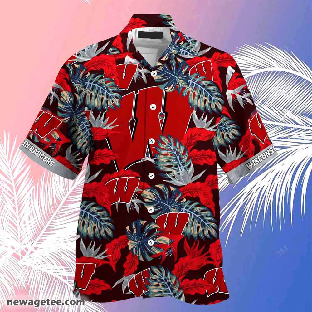 Wisconsin Badgers Floral Hawaii Shirt and Shorts for Fans