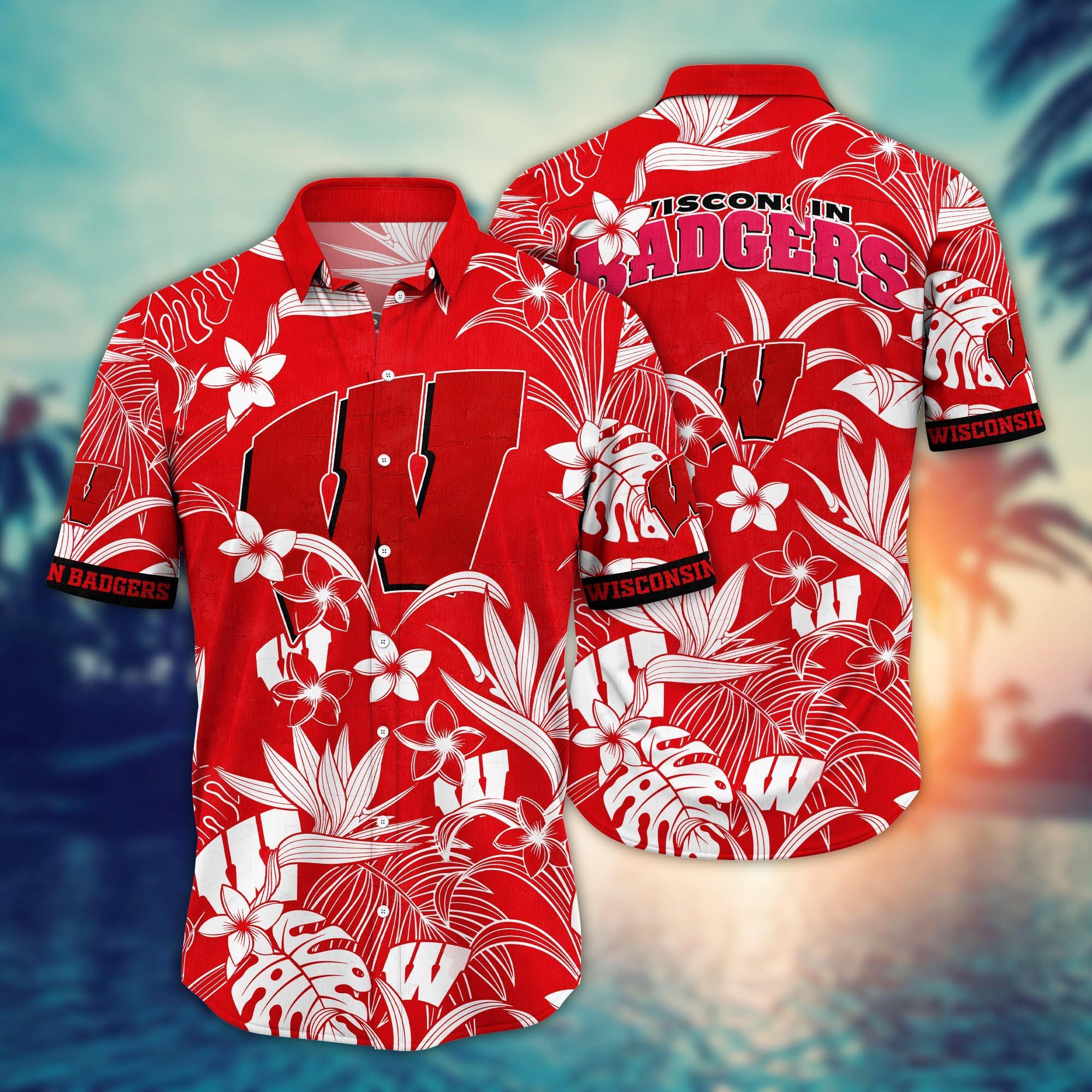 Wisconsin Badgers NCAA Flower Hawaii Shirt For Fans Ver 14