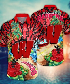 Wisconsin Badgers NCAA Flower Hawaii Shirt For Fans Ver 2