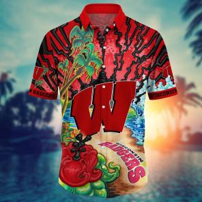 Wisconsin Badgers NCAA Flower Hawaii Shirt For Fans Ver 2