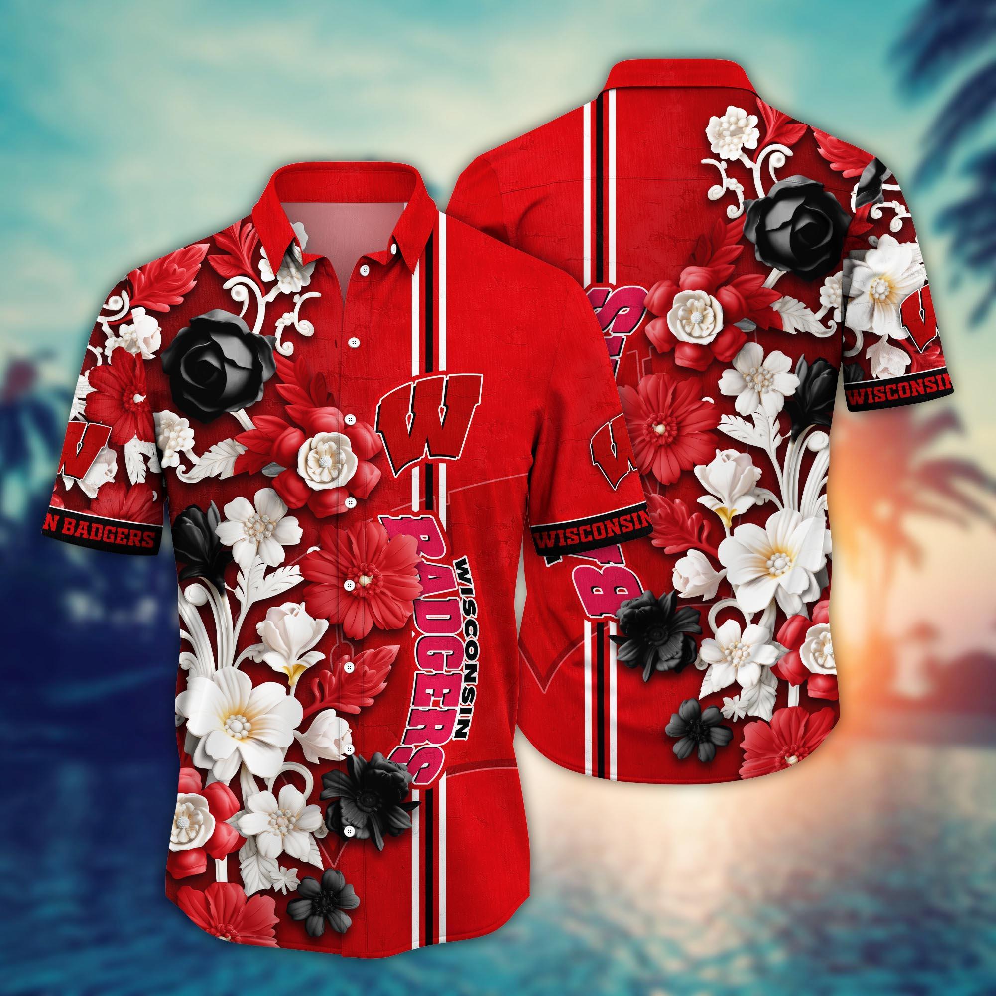 Wisconsin Badgers NCAA Flower Hawaii Shirt For Fans Ver 23