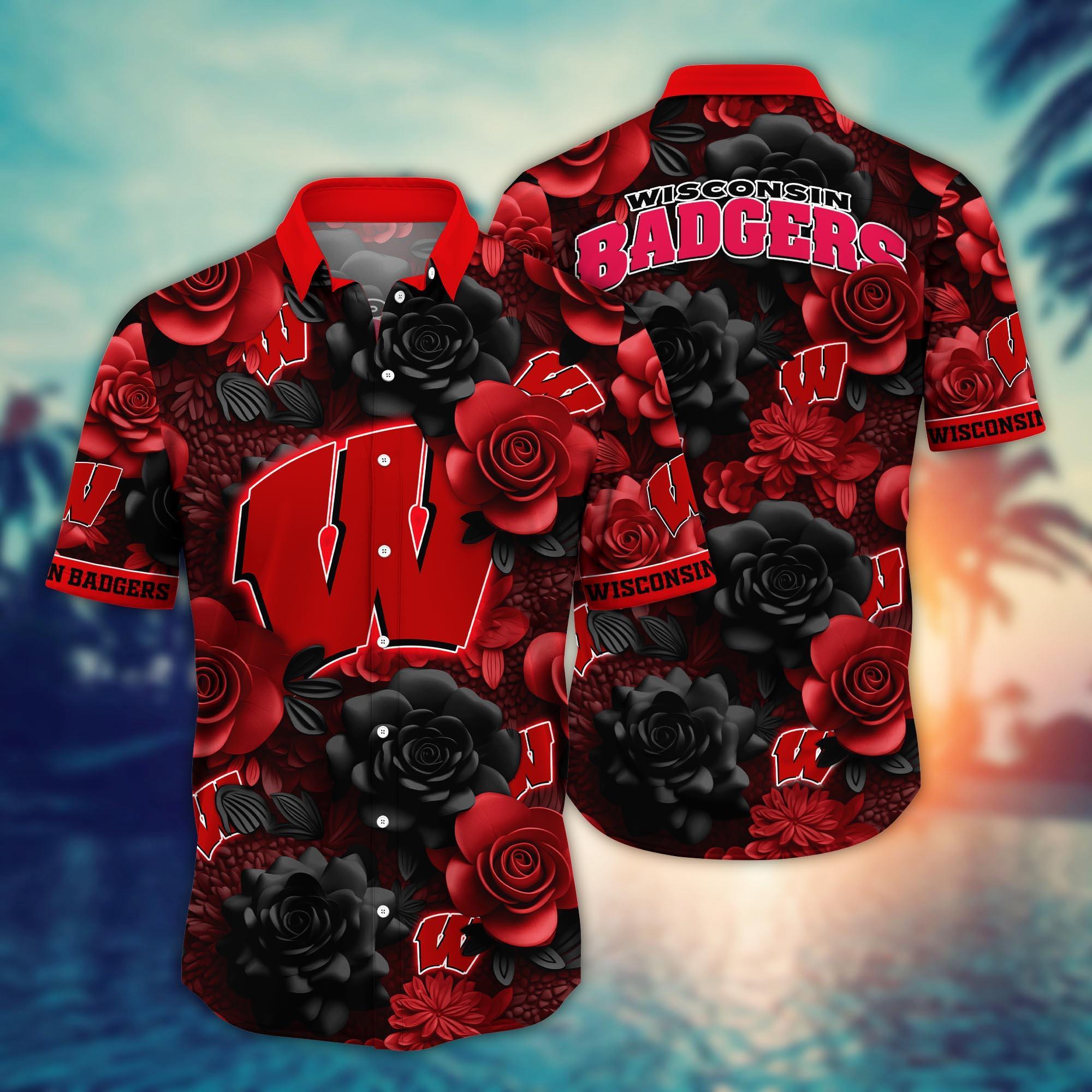 Wisconsin Badgers NCAA Flower Hawaii Shirt For Fans Ver 37