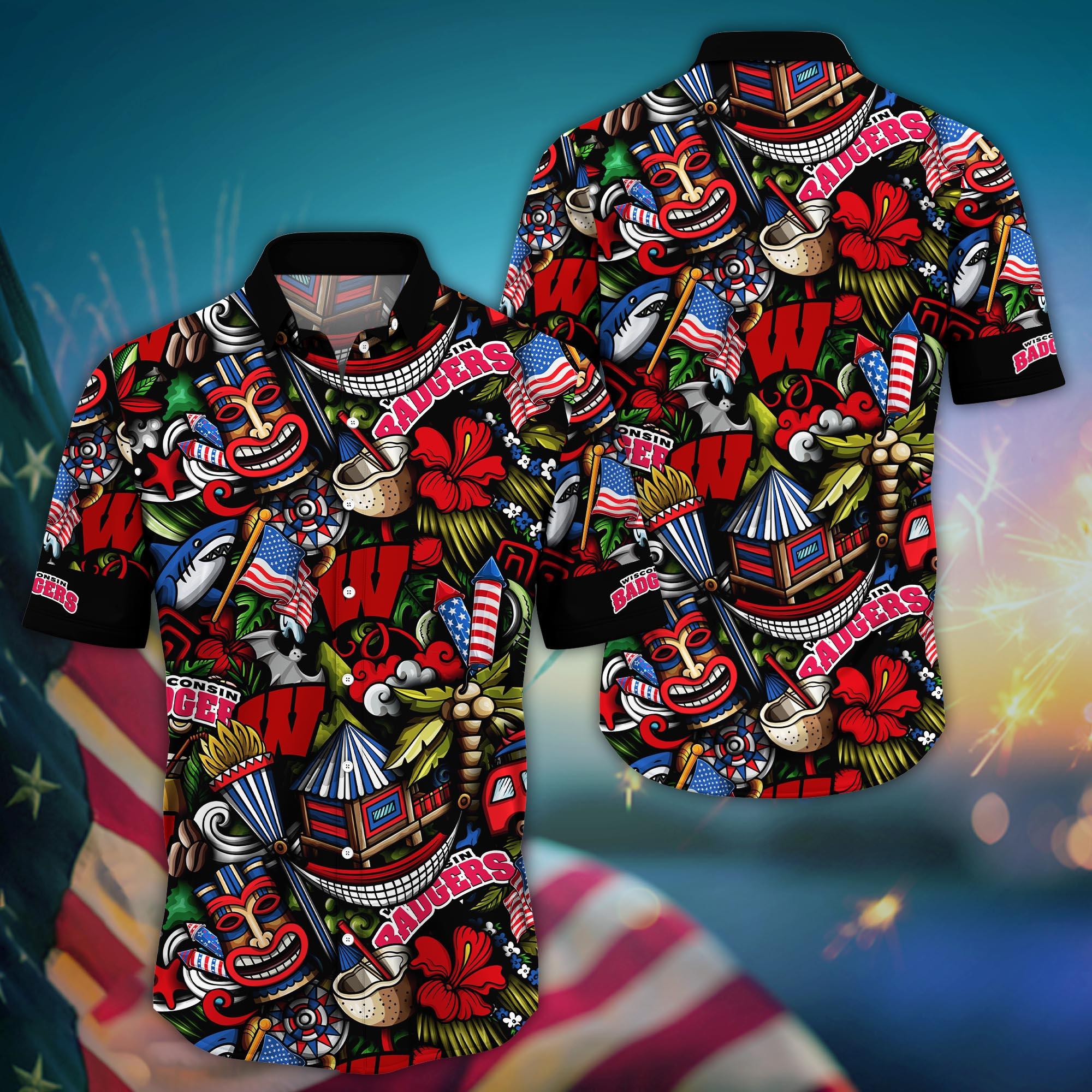 Wisconsin Badgers NCAA Flower Hawaii Shirt For Fans Ver 4