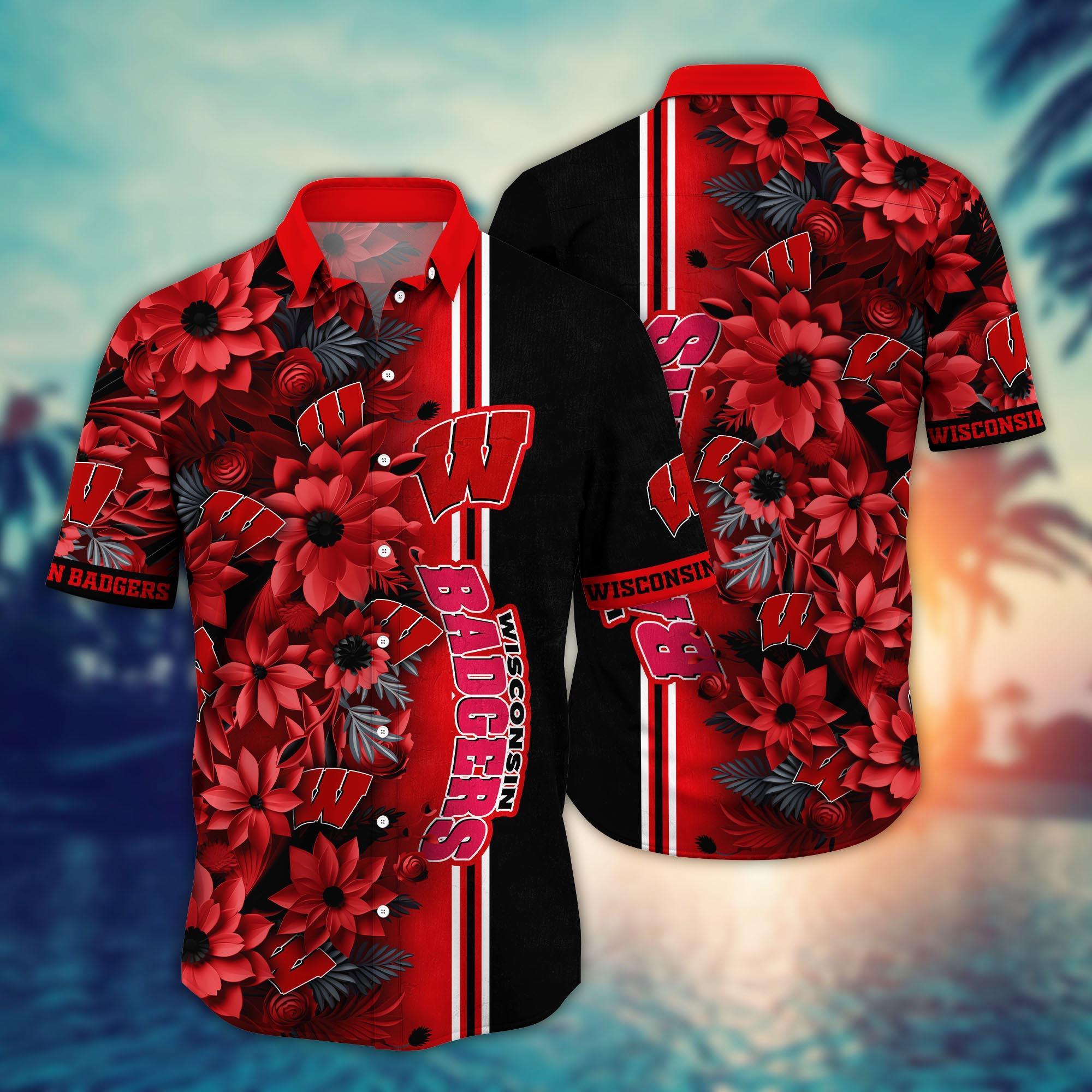 Wisconsin Badgers NCAA Flower Hawaii Shirt For Fans Ver 5