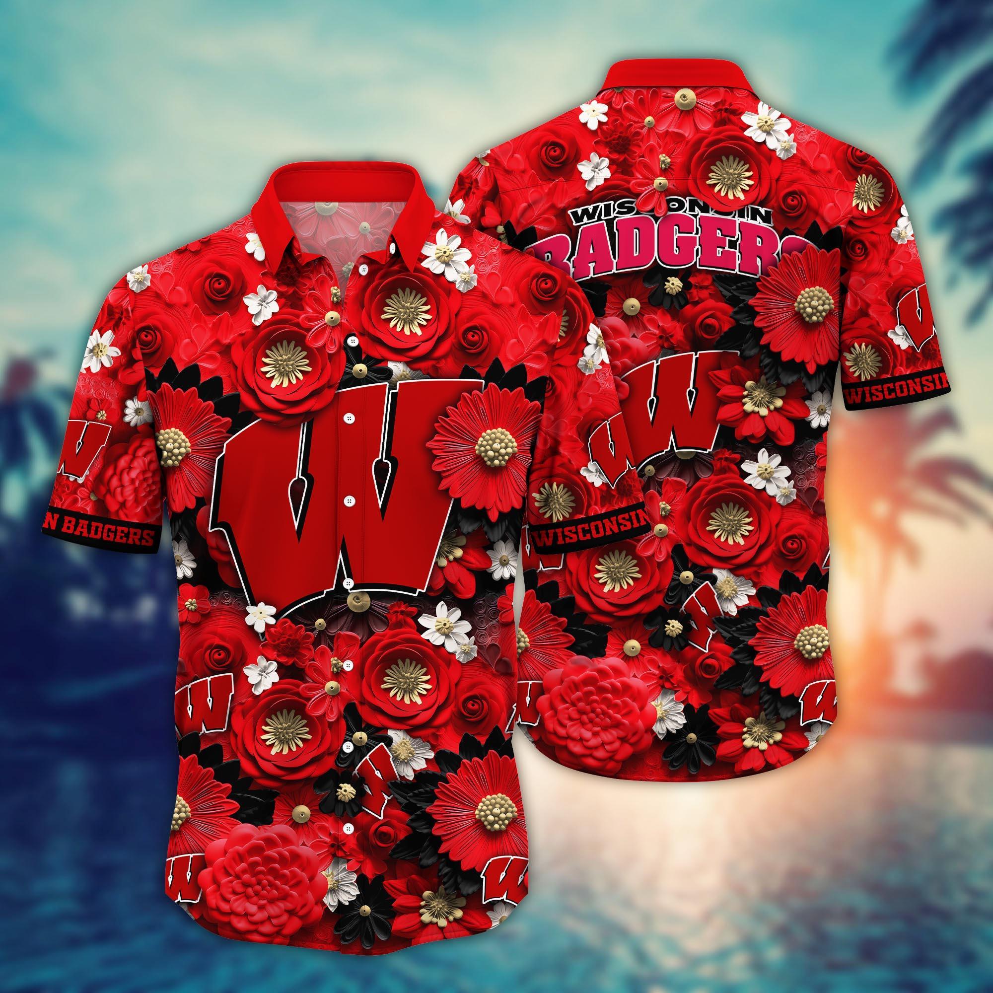 Wisconsin Badgers NCAA Hawaiian Shirt for This Summer Customize Shirt Any Team