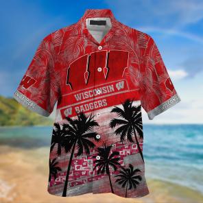 Wisconsin Badgers NCAA Palm Tree Pattern Hawaii Shirt For Sports Fans