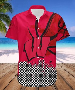 Wisconsin Badgers Red Hibiscus Hawaiian Shirt for Men and Women