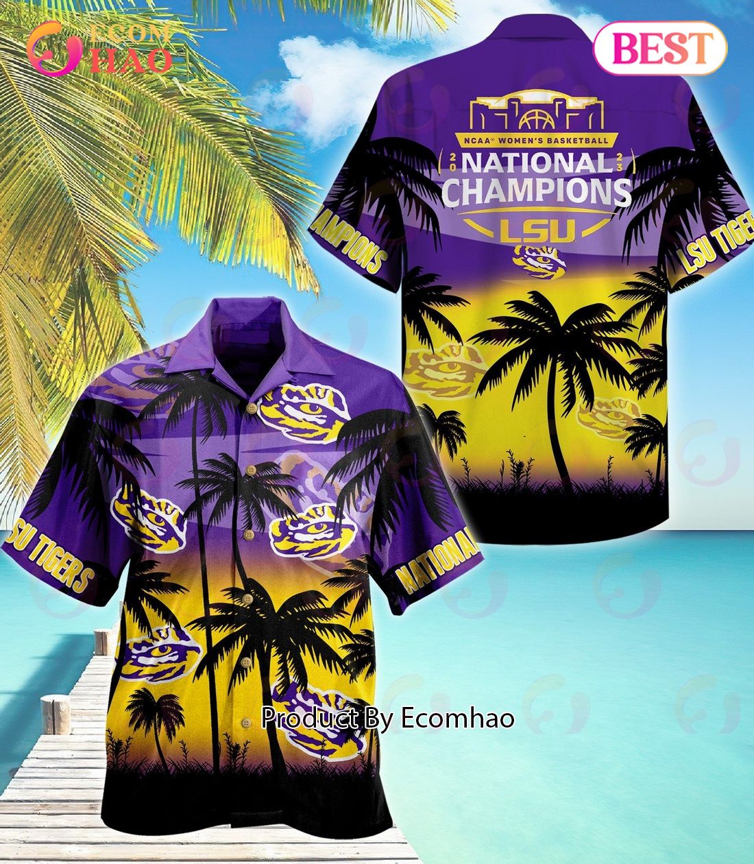 Women's LSU Tigers 2023 NCAA Basketball National Champions Hawaiian Shirt