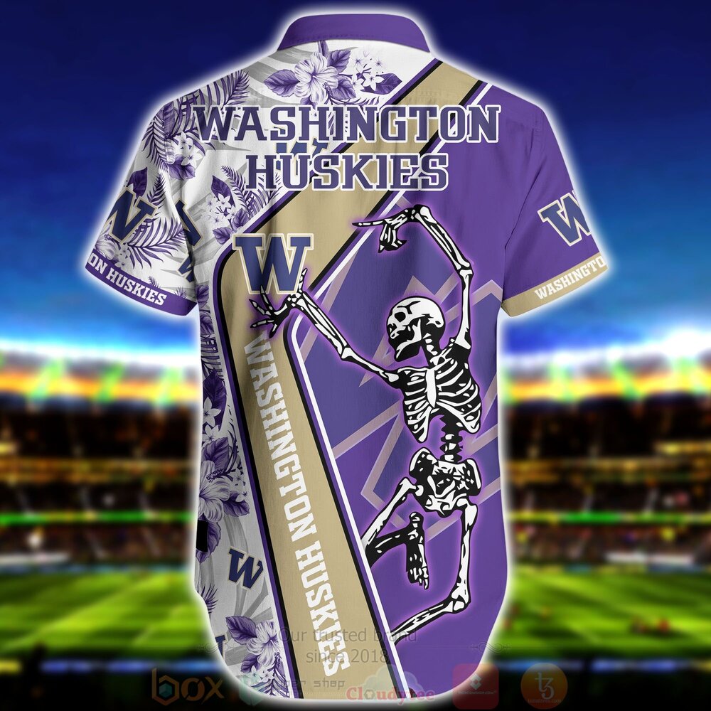 Women's Washington Huskies Skeleton Aloha Short Sleeve Shirt