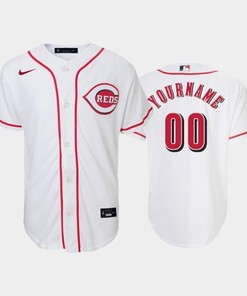 00 Custom Youth Reds Home White Jersey - Robokeg