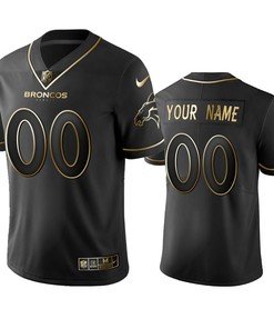 2019 Denver Broncos Custom Black Golden Edition Vapor Untouchable Limited Jersey - Mens - Robokeg