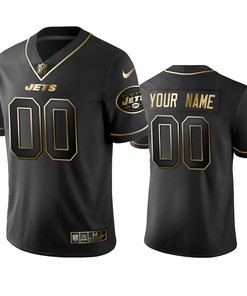 2019 New York Jets Custom Black Golden Edition Vapor Untouchable Limited Jersey - Mens - Robokeg