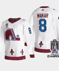 2022 Stanley Cup Champs Cale Makar 8 Colorado Avalanche White Jersey Reverse Retro - Robokeg