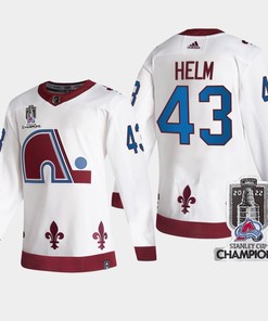 2022 Stanley Cup Champs Darren Helm 43 Colorado Avalanche White Jersey Reverse Retro - Robokeg