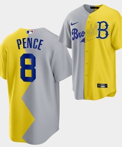 2022-23 All-Star Celebrity Softball Game Brooklyn Dodgers Hunter Pence 8 Gray Yellow Jersey - Robokeg
