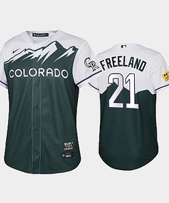 2022-23 City Connect Rockies 21 Kyle Freeland Green Youth Jersey - Robokeg