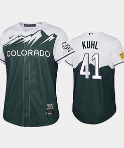 2022-23 City Connect Rockies 41 Chad Kuhl Green Youth Jersey - Robokeg