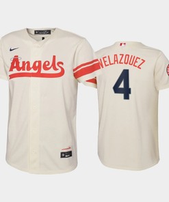 2022-23 City Connect Youth Los Angeles Angels Andrew Velazquez 4 Andrew Velazquez Jersey - Cream - Robokeg