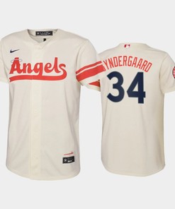 2022-23 City Connect Youth Los Angeles Angels Noah Syndergaard 34 Noah Syndergaard Jersey - Cream - Robokeg