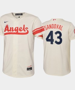 2022-23 City Connect Youth Los Angeles Angels Patrick Sandoval 43 Patrick Sandoval Jersey - Cream - Robokeg